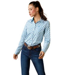 Women's Ariat Wrinkle Resist Kerby Stretch Button Down Shirt #10043474