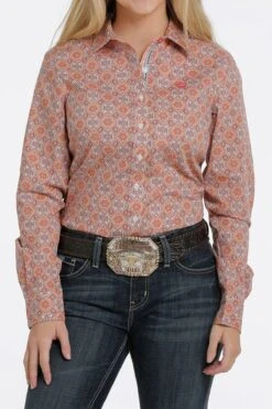 Women's Cinch Button Down Pocket #MSW9165019MUL