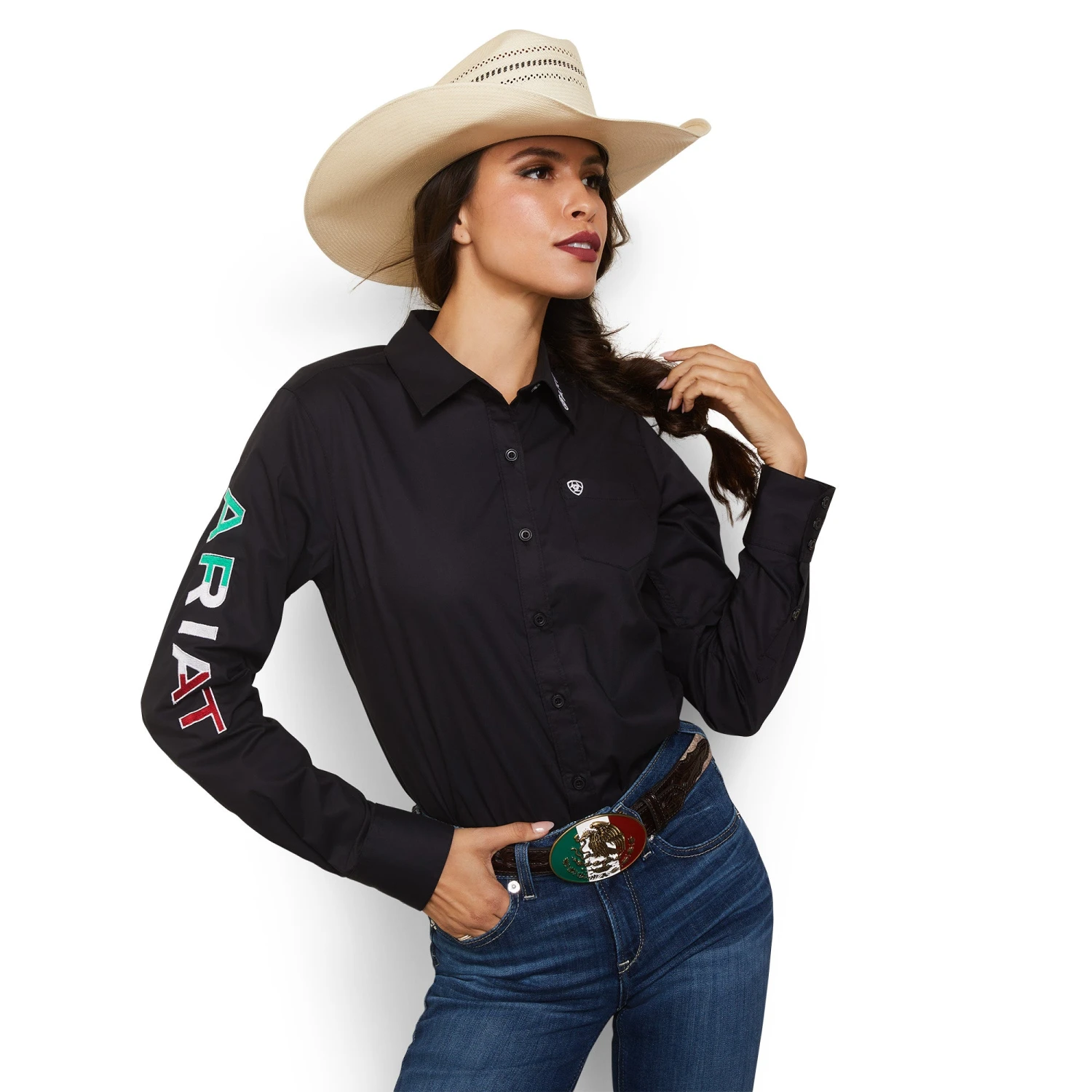 Women's Ariat Wrinkle Resist Team Kirby Stretch Button Down Shirt #10043552 1 Women's Ariat Wrinkle Resist Team Kirby Stretch Button Down Shirt #10043552