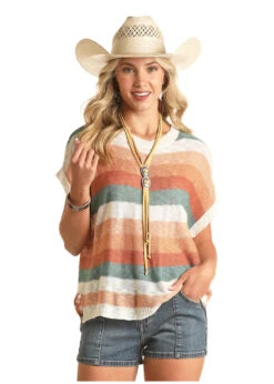 Women's Rock & Roll Cowgirl Knit Blouse #RRWT31R18O